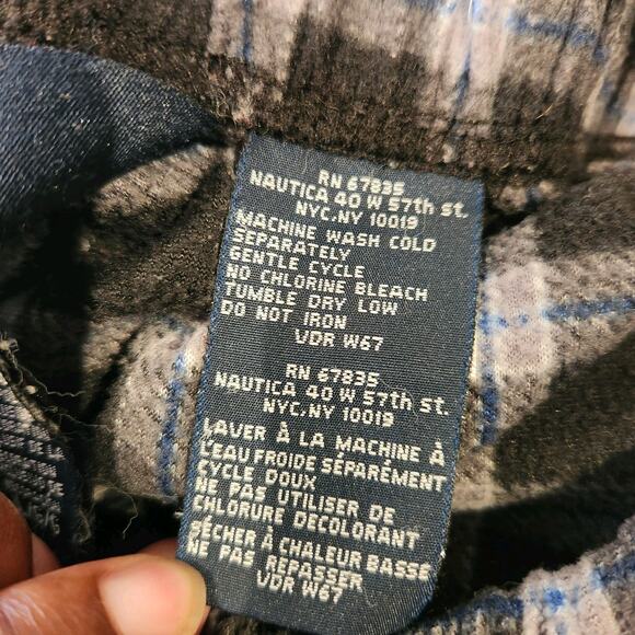 Nautica Sleepwear Mens Navy Blue Plaid Fleece Sleep Pants Size Large Cozy - Picture 8 of 13